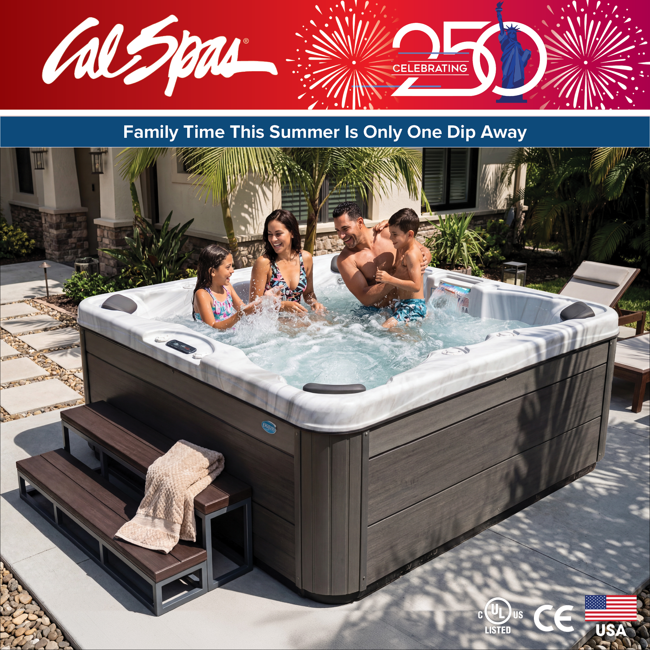 Calspas hot tub being used in a family setting - Waterloo